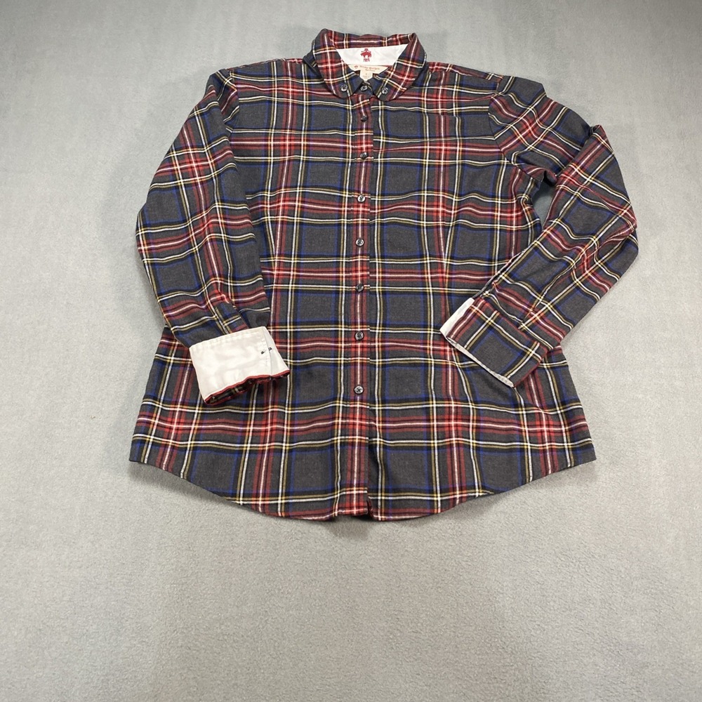 Brooksโ Brothers Red Fleece Plaid Long Sleeve Button Down Shirt Cotton Womens 8